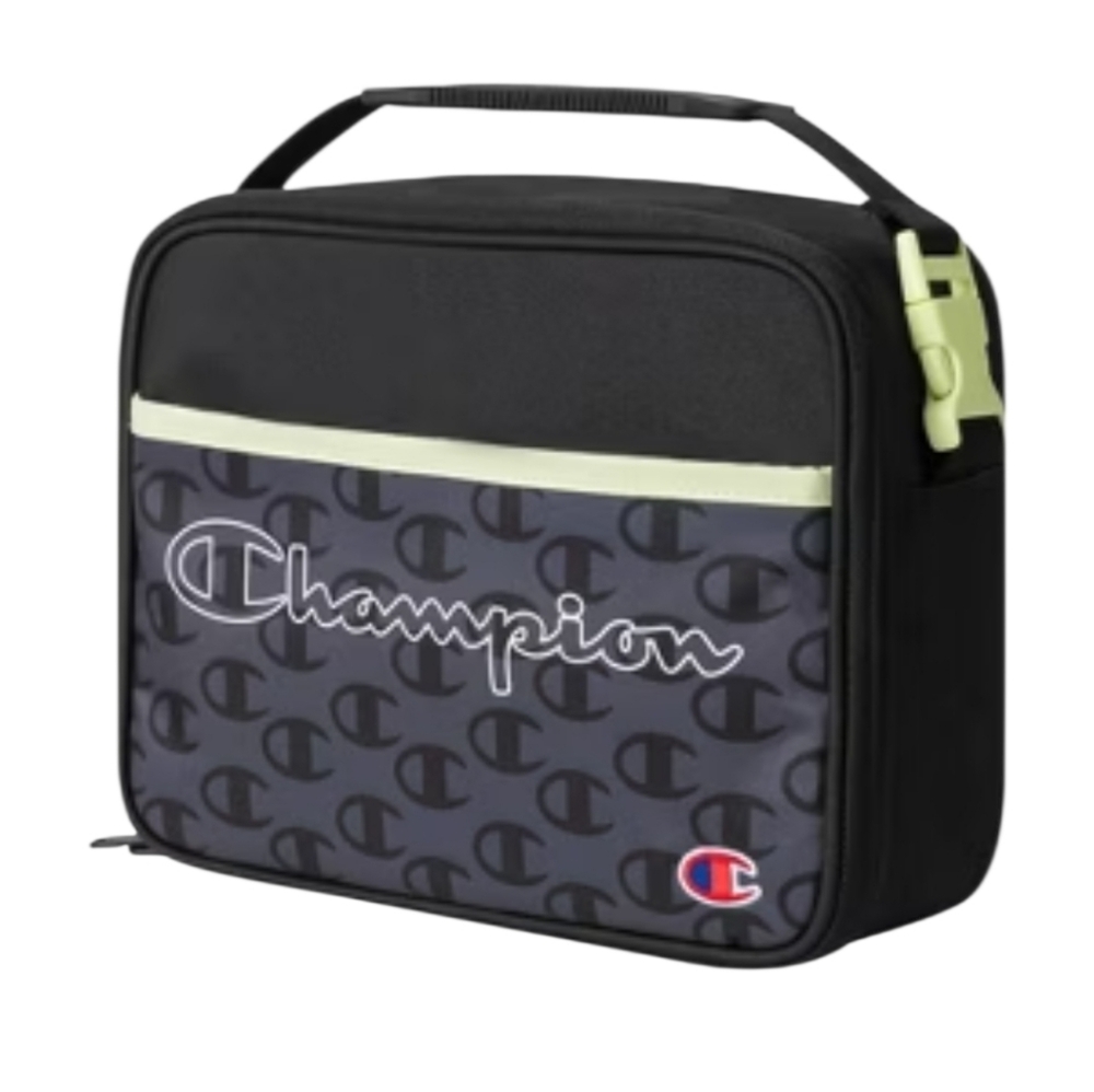 NWT Champion Built In Tray Logo Lunch Box Black Neon